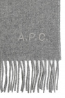 A.P.C. GREY Logo-embroidered scarf