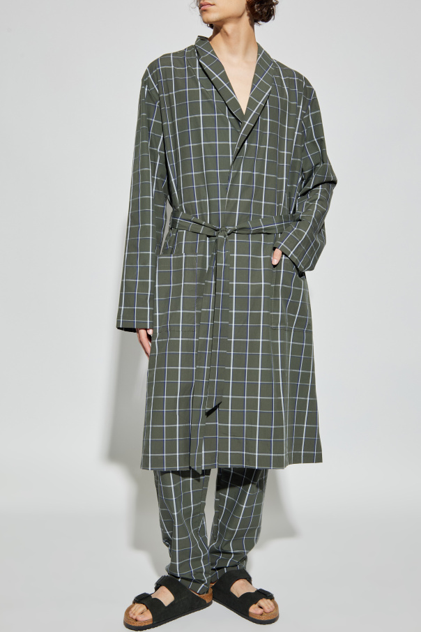 Hanro Plaid-patterned bathrobe