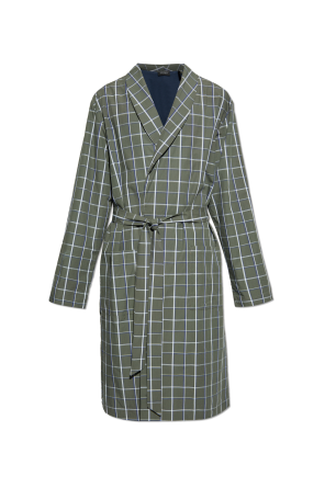 Plaid-patterned bathrobe