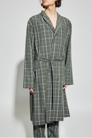 Hanro Plaid-patterned bathrobe