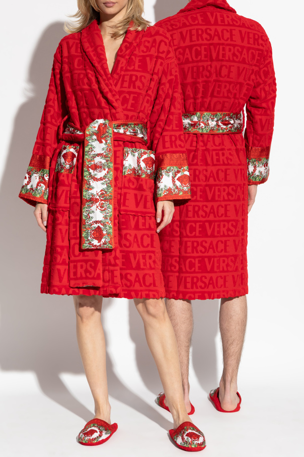 Versace Home Baumwoll-Bademantel mit Gürtel
