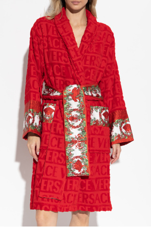 Versace Home Baumwoll-Bademantel mit Gürtel