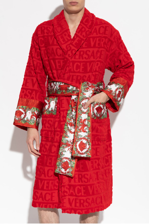 Versace Home Baumwoll-Bademantel mit Gürtel
