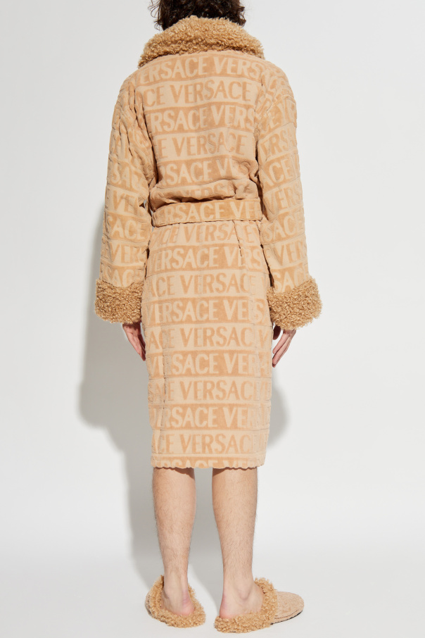Versace Home Szlafrok wykończony sztucznym futrem