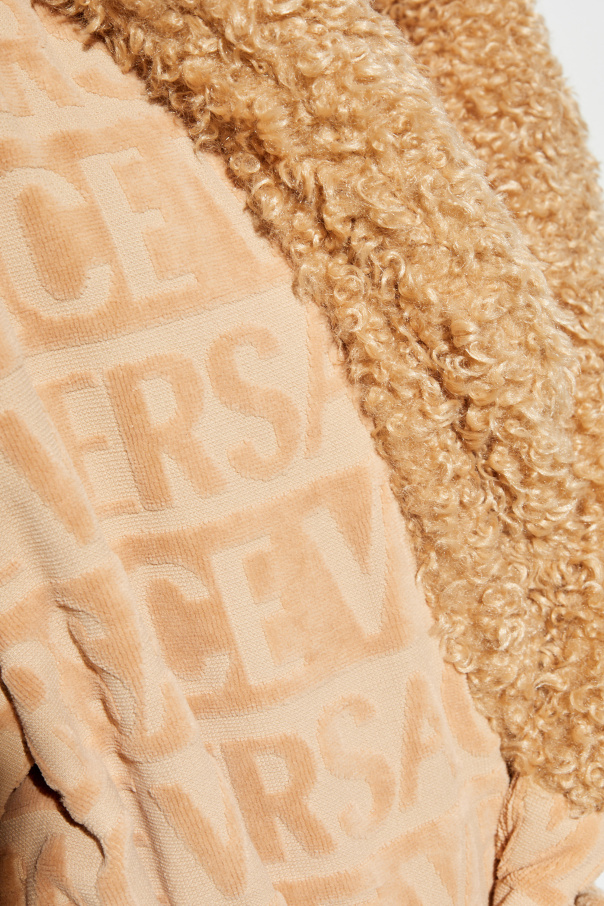 Versace Home Szlafrok wykończony sztucznym futrem