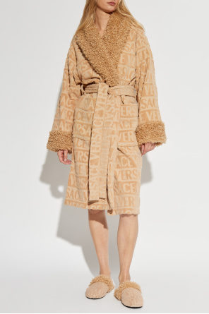 Versace Home Szlafrok wykończony sztucznym futrem