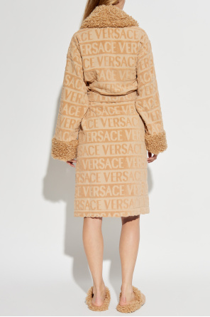 Versace Home Szlafrok wykończony sztucznym futrem