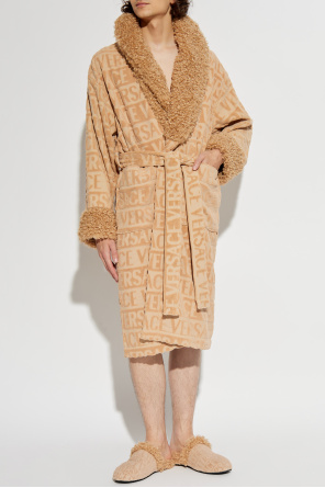 Versace Home Szlafrok wykończony sztucznym futrem