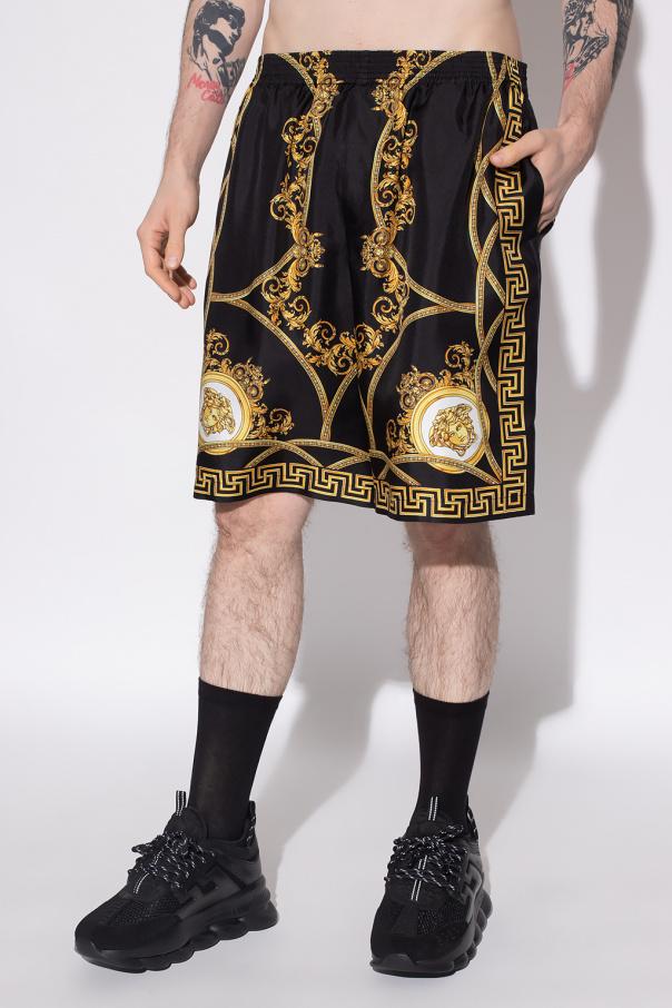 jeans scuri a vita alta  Black Silk shorts Versace - IetpShops GB