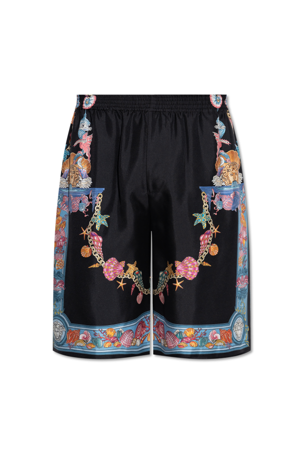 Silk shorts with "Coral Theatre" print od Versace