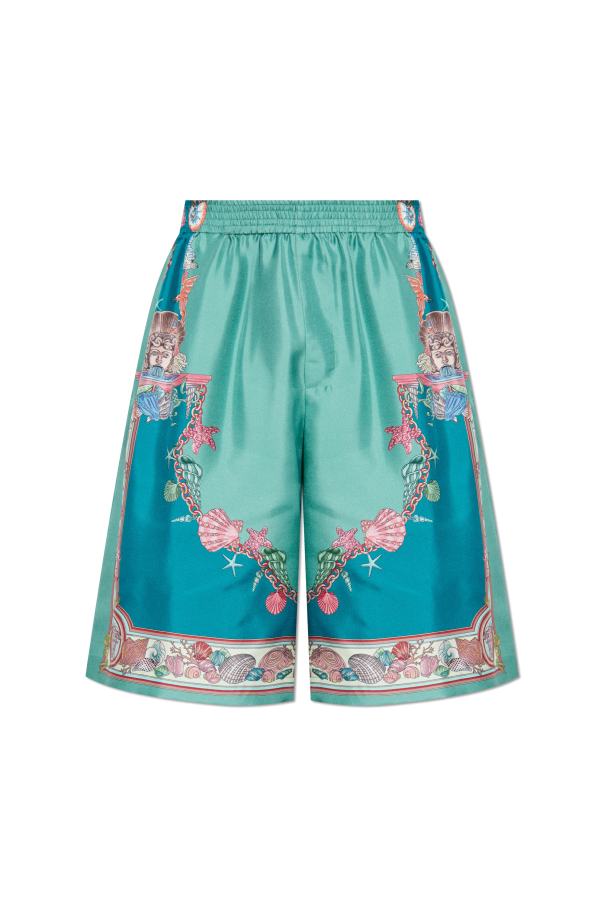 Silk shorts with "Coral Theatre" print od Versace