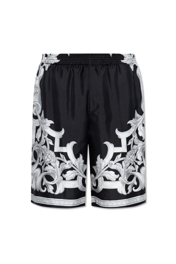 Silk shorts with "Architectural Baroque" print od Versace