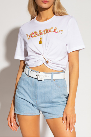Versace High-waisted denim shorts