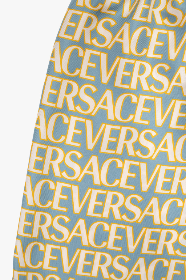 Versace Kids Silk shorts with logo
