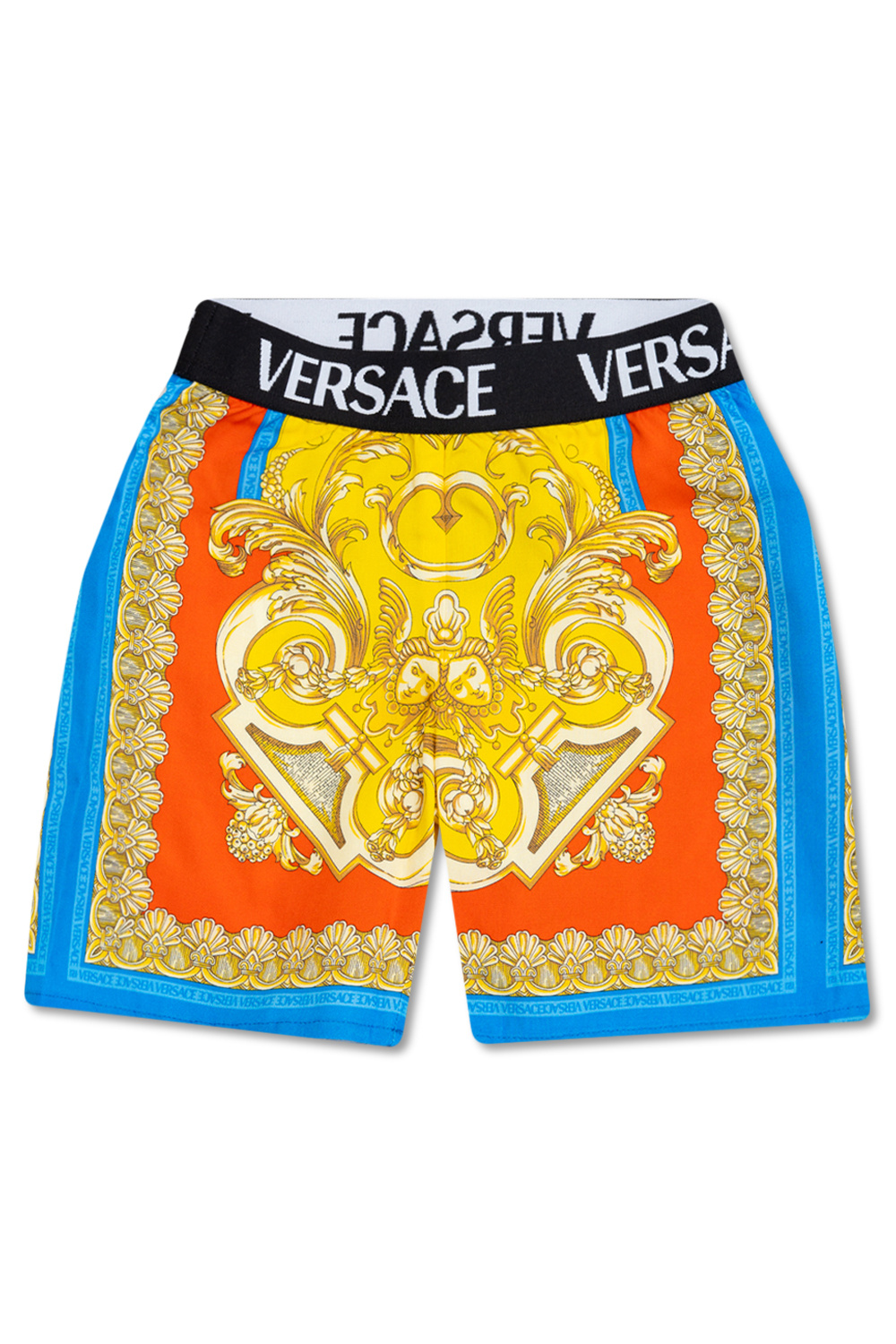 Versace Kids Shorts with ‘Barocco Goddess’ pattern