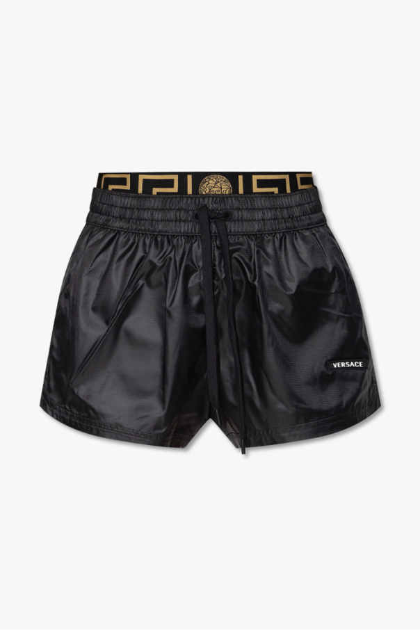 Versace Logo-patched brown shorts