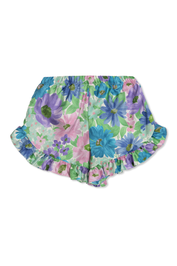 Versace Kids Silk shorts with floral motif