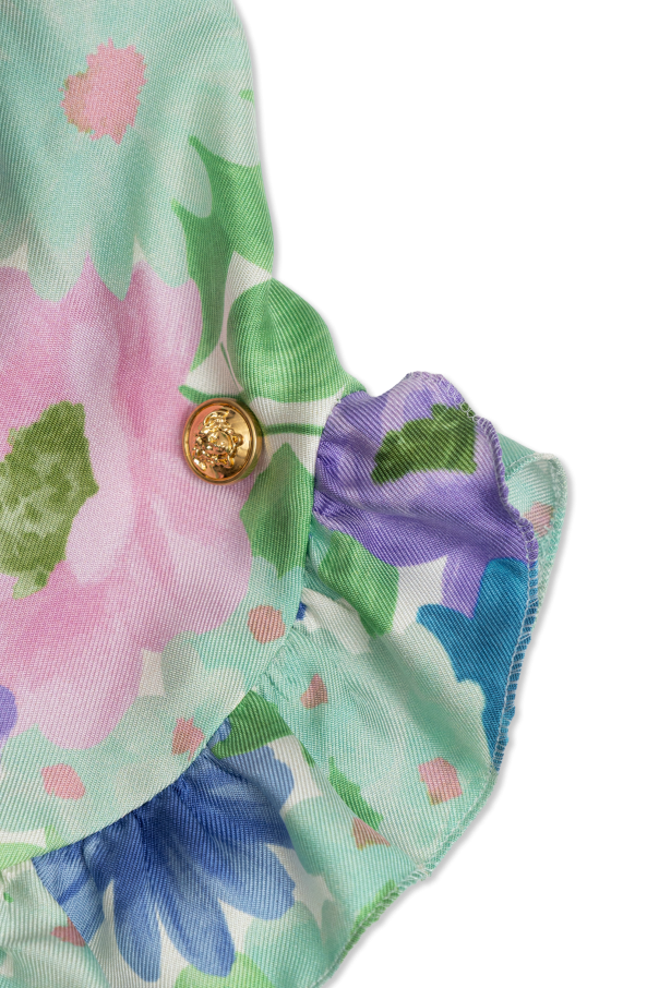Versace Kids Silk shorts with floral motif