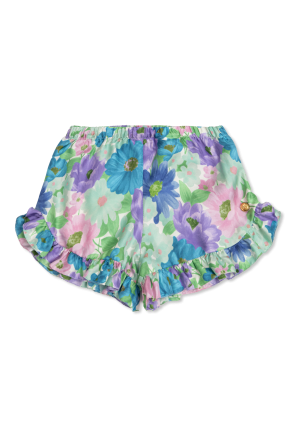 Silk shorts with floral motif