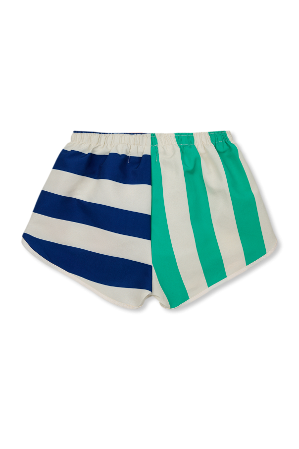 Bobo Choses Striped swim ruffle shorts