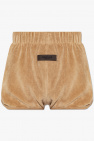 Fear Of God Essentials beige Velour shorts