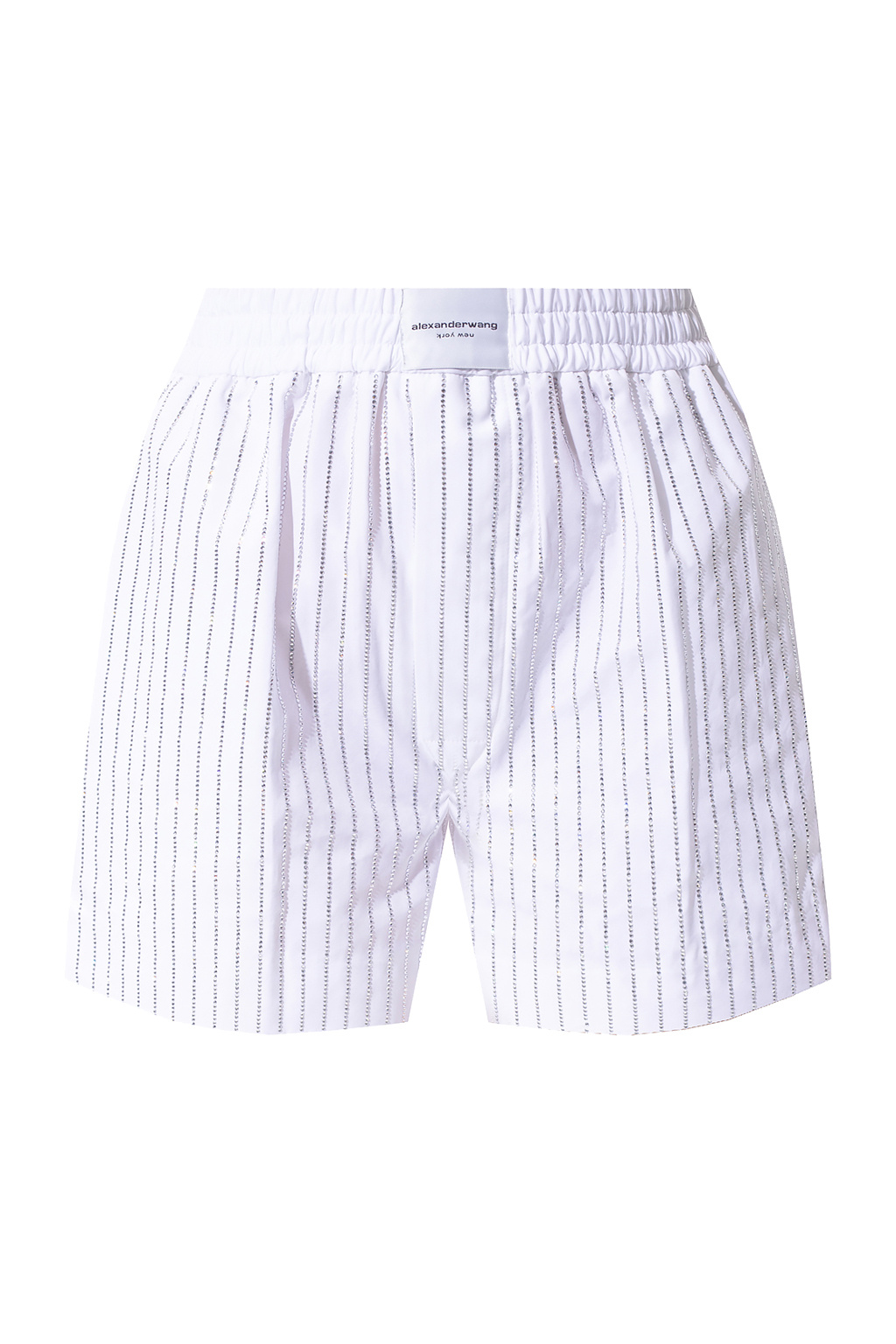 Alexander Wang Crystal Logo Cotton Boxer Shorts - Women's - Cotton in White