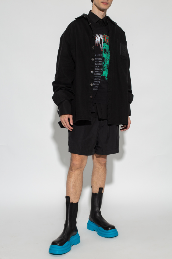 Raf Simons Cropped Straight Pants in Organic Cotton French Terry