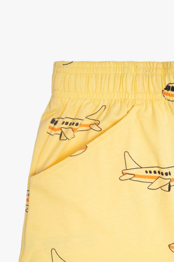 Mini Rodini Shorts Orange with motif of airplanes