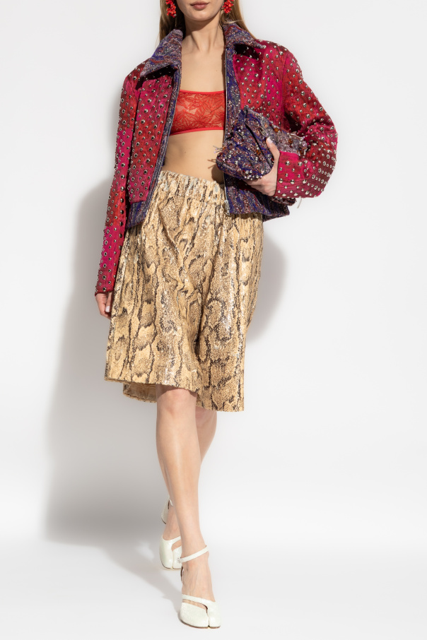Dries Van Noten Pantalones cortos con lentejuelas y motivo animal