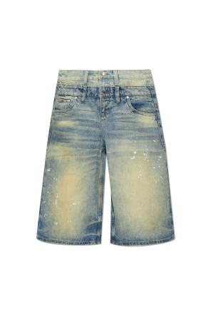 Denim shorts with a `vintage` effect