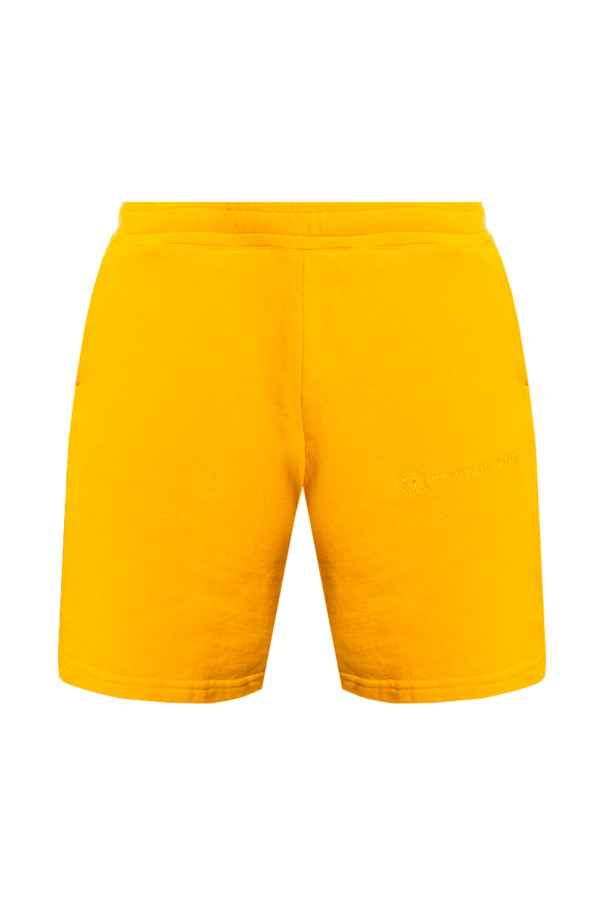 Bel Air Athletics Shorts joggers per bambino in misto cotone arancione con loghi bianchi stampati sulle gambe