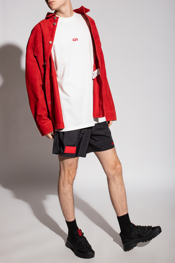 424 A BATHING APE® contrast-panel track shorts