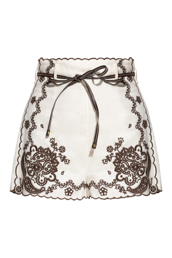 Linen shorts with decorative embroidery od Zimmermann