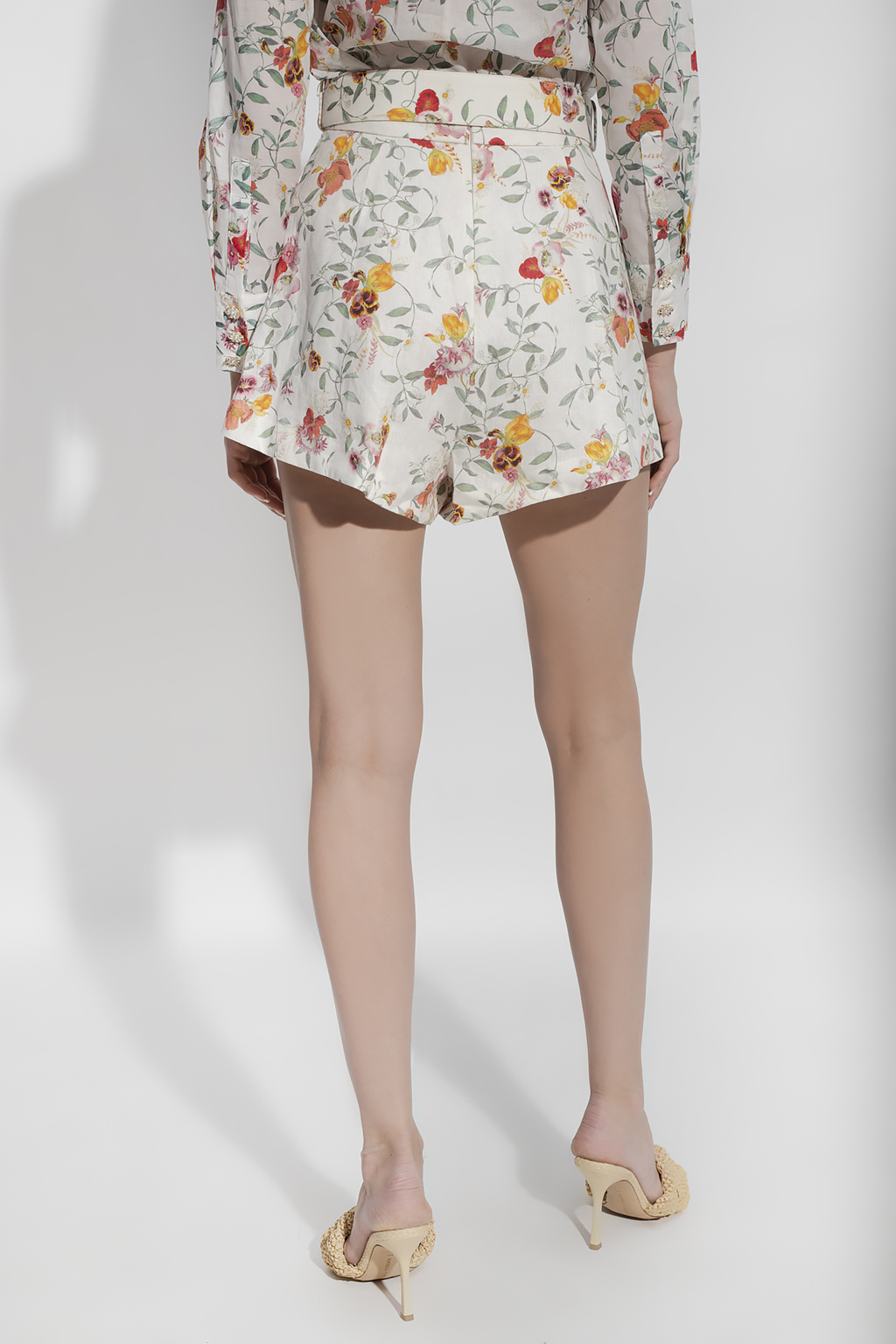 Zimmermann Linen shorts with floral motif