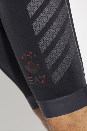 Emporio Armani Kids side stripe zipped hoodie Bike shorts with logo