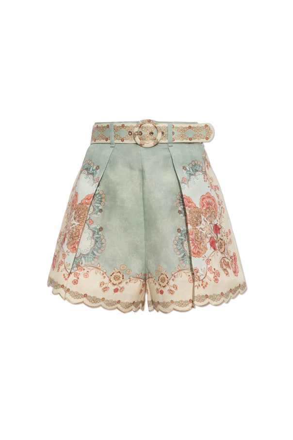 Linen floral-patterned shorts od Zimmermann