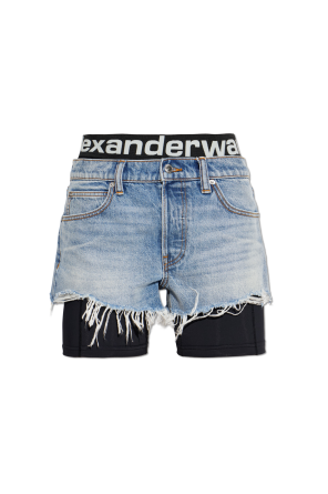 Denim shorts with `vintage` effect
