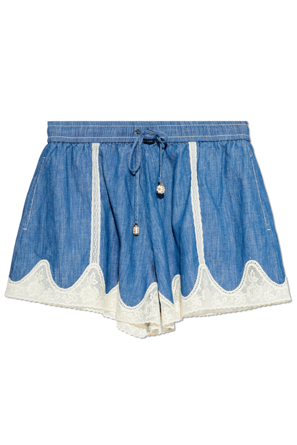 Denim shorts with lace trim od Zimmermann