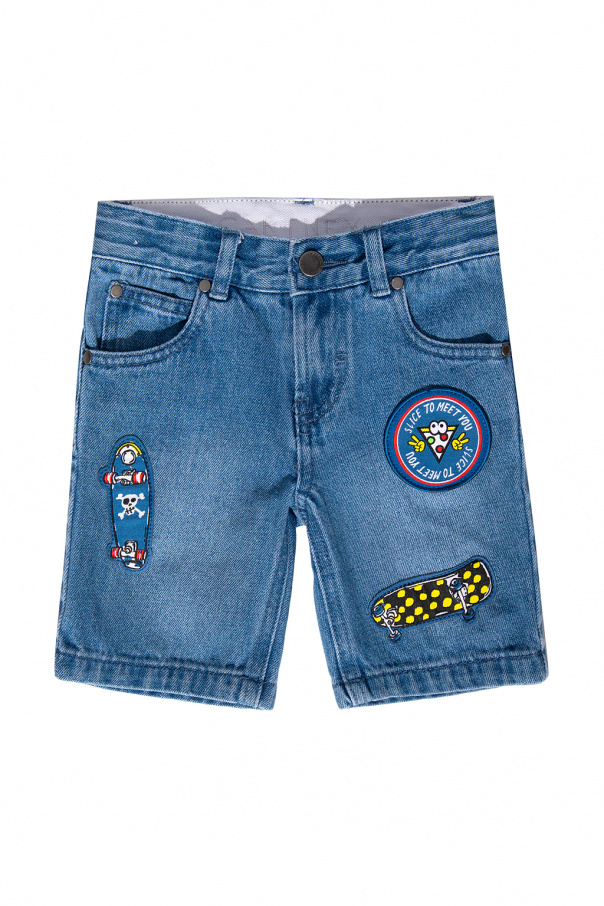 Stella McCartney Kids Patched denim shorts