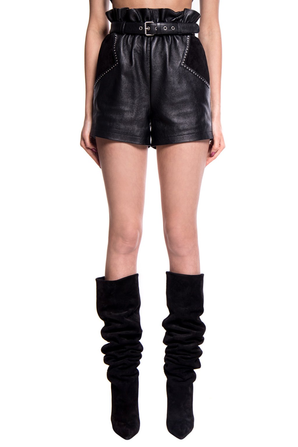 Leather shorts with belt Saint Laurent 
