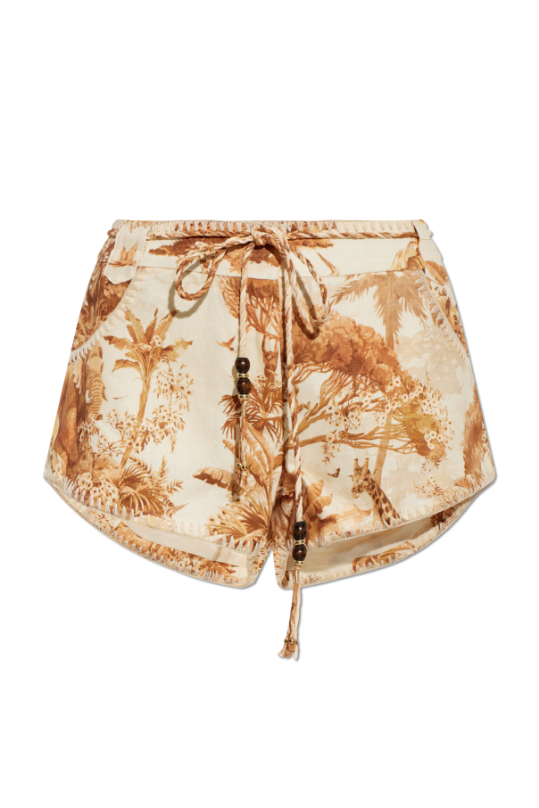 Linen shorts with print od Zimmermann