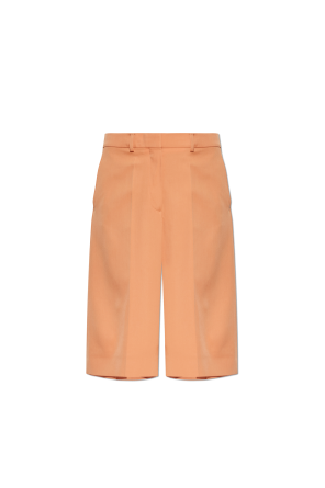 Wool pleated shorts
