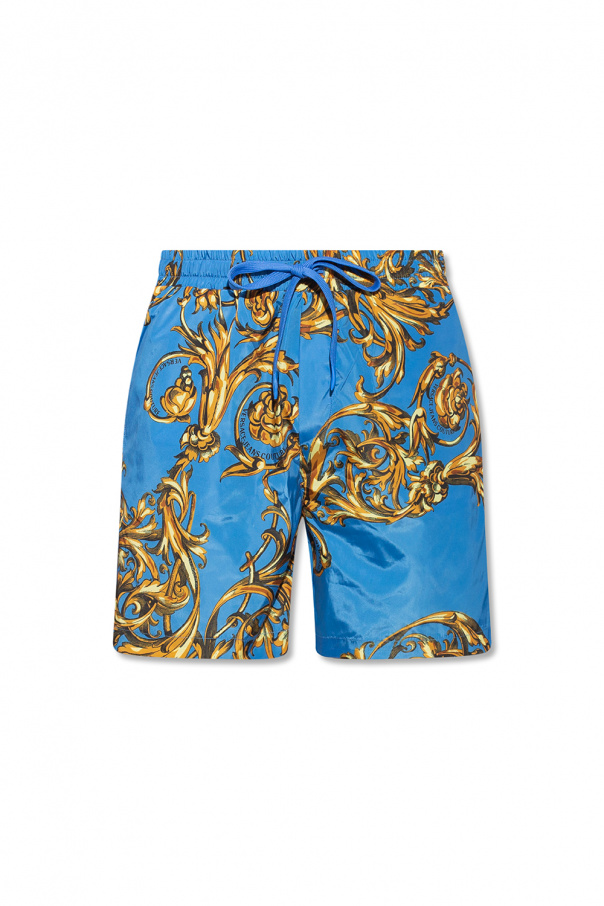 Versace Jeans Couture Shorts with elasticised drawstring waistband and decorative buttons to fly