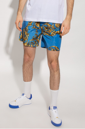 Versace Jeans Couture Shorts with elasticised drawstring waistband and decorative buttons to fly