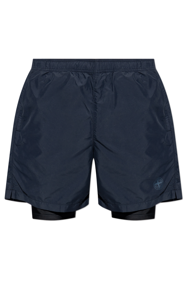 Stone Island Two-layer shorts with logo