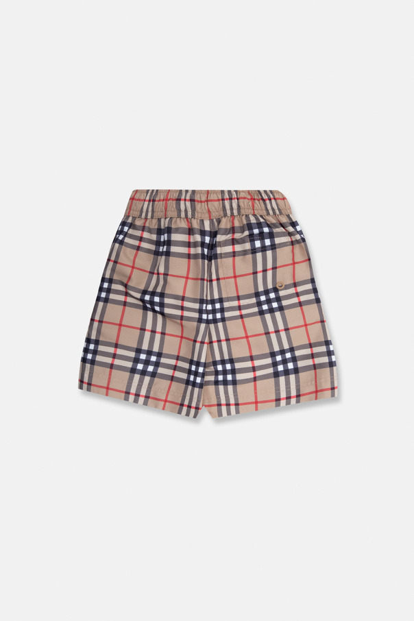 burberry logo-embroidered Kids ‘Malcolm’ checked shorts