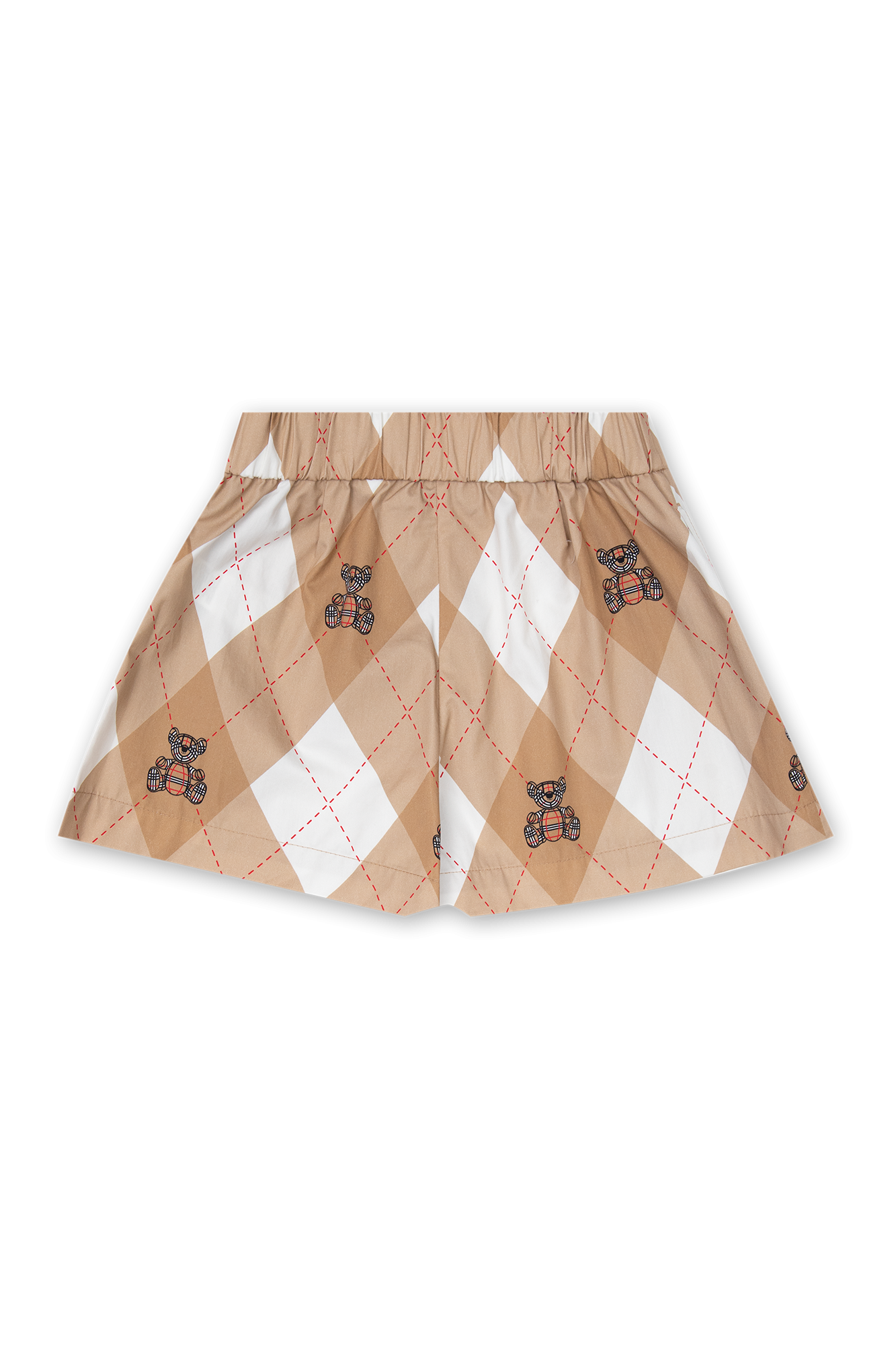 Burberry Girls Beige Cotton Argyle Shorts