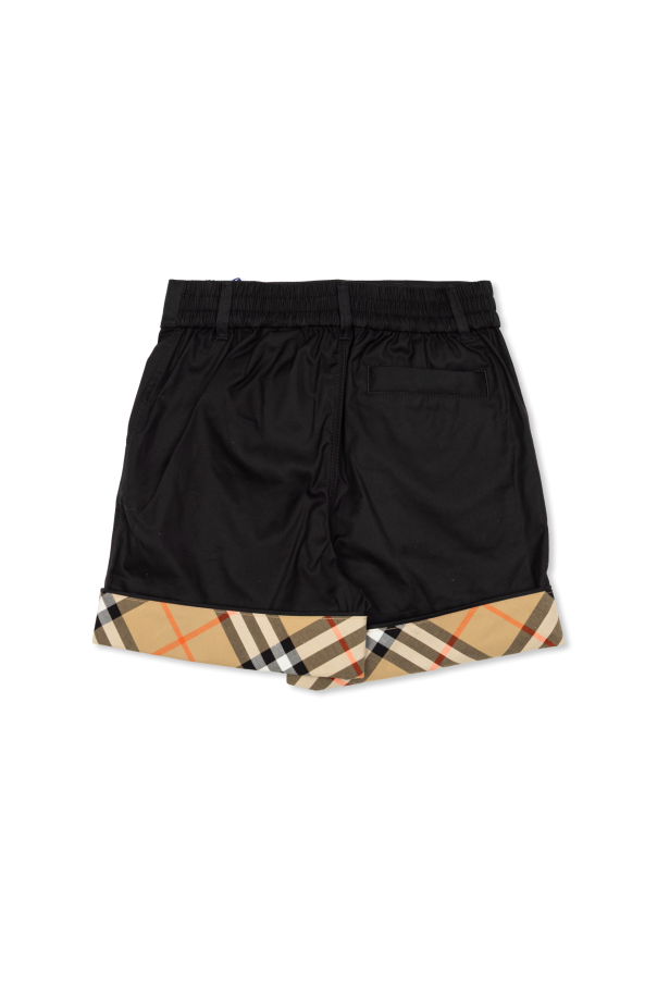 Burberry Kids Bawełniane szorty z zawijanymi nogawkami