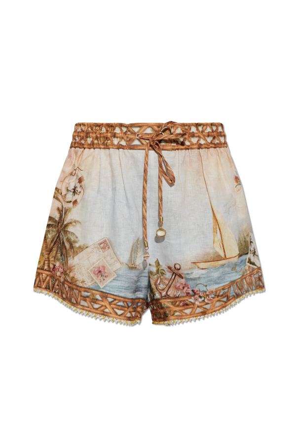 Linen shorts with print od Zimmermann