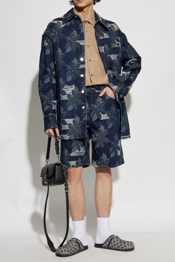 Gucci Jeansowe szorty z motywem kwiatowym